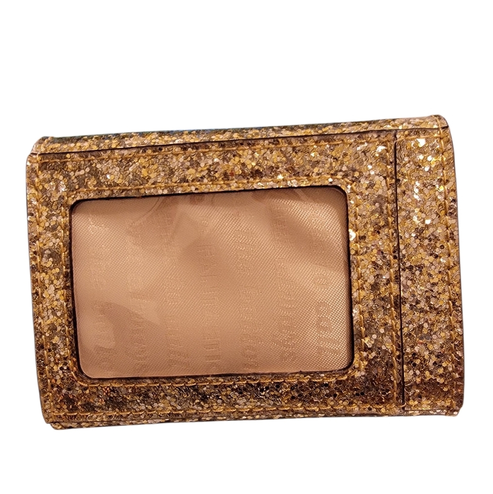 Kate Spade Gold Glitter Card Holder/Box Included - Picture 2 of 6